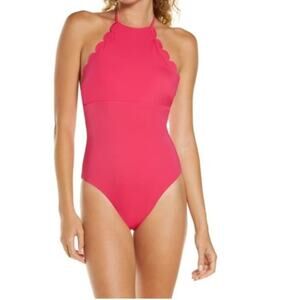 NWTGS CHELSEA28 High Neck Scalloped One-Piece Swimsuit SZ L  RT $ 149